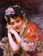 The Model Aline Masson with a White Mantilla   Raimundo de Madrazo y  Garreta